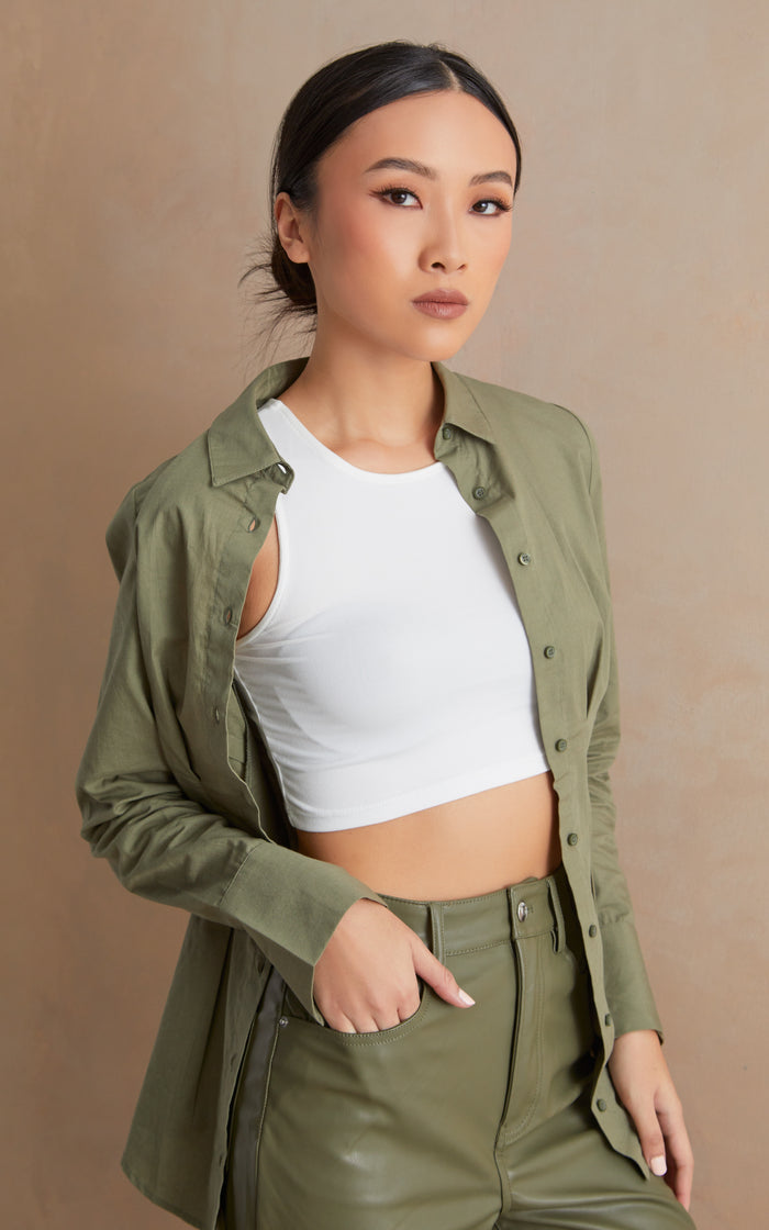 Crew Neck Cropped Tank White